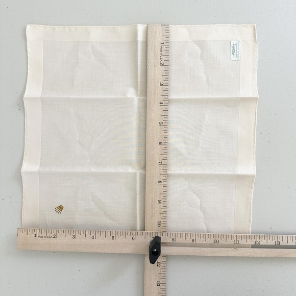 Rolex Fisba Handkerchief Pocket Square Mens Beige Cotton Swiss Gold Crown Logo - Picture 3 of 7